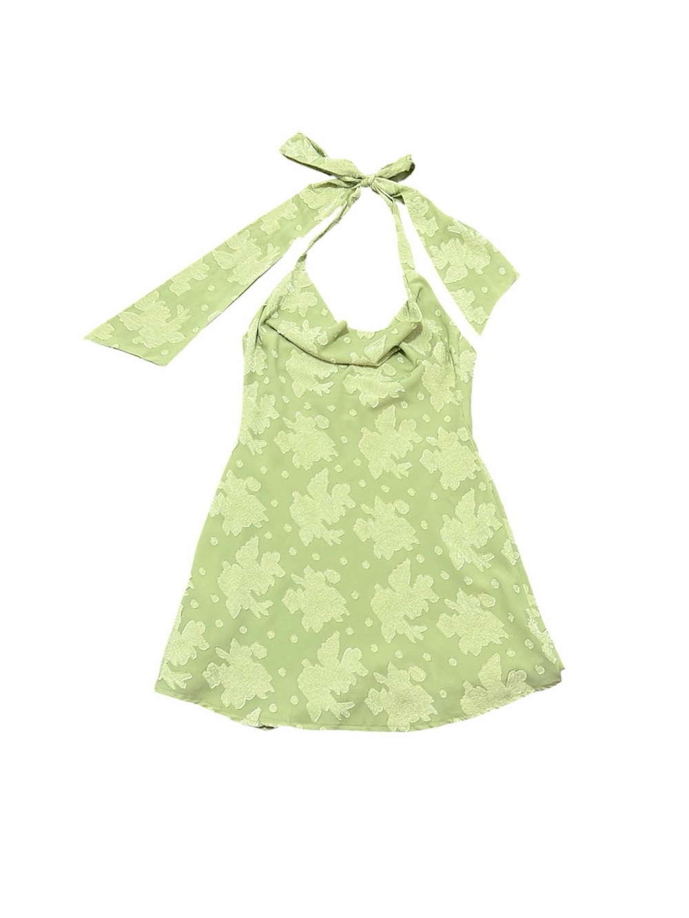 BOUTIQUE Light Green Halter Floral Mini Dress